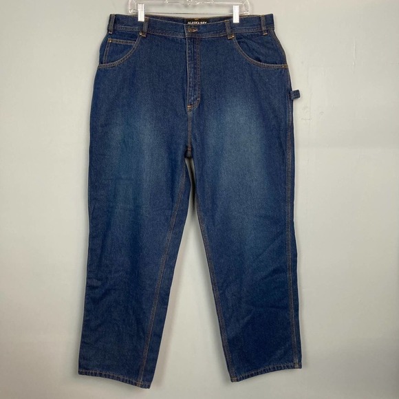 ALASKA Bay Outfitters Medium Wash Flannel Lined Carpenter Jeans Men's Size 40x32 - Picture 1 of 12